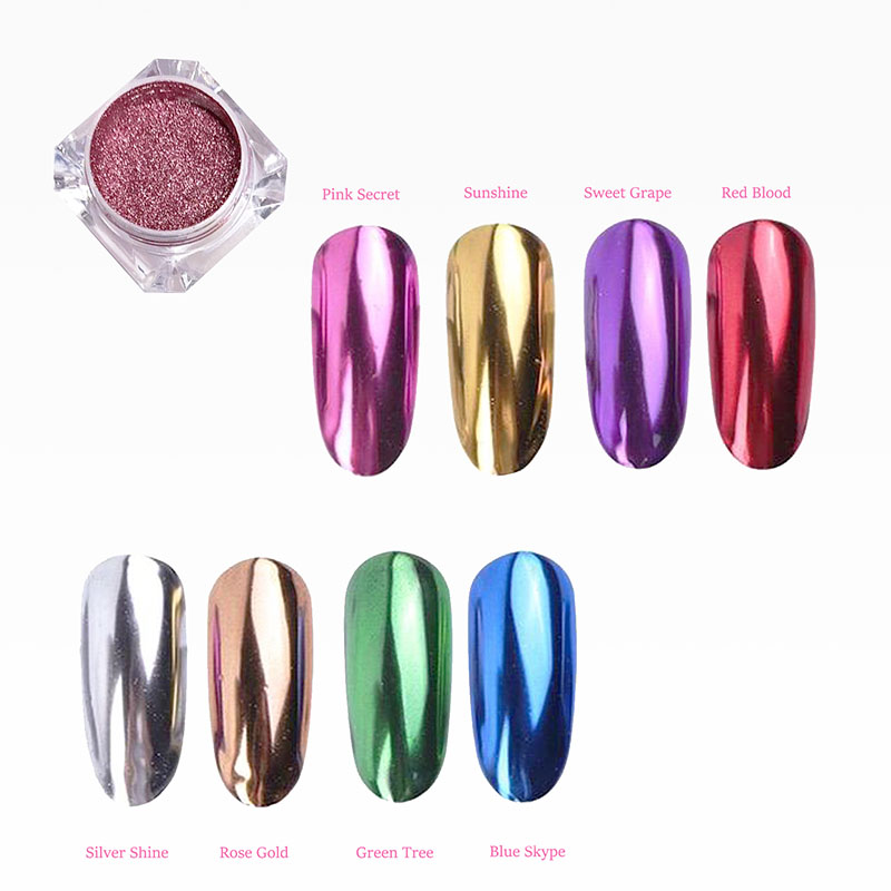 Ibett Nails - Magic Mirror Chrome Effect 8 Colors Pack Nail Art Powder - 1g