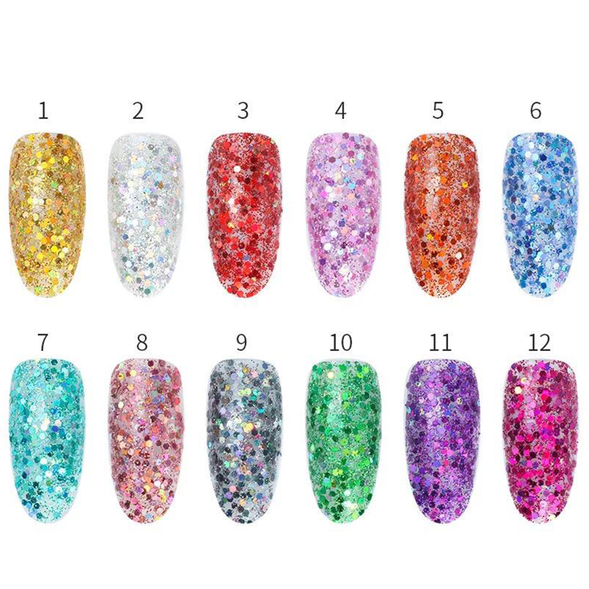 Ibett Nails - Set Glitter Shining - Suitable for UV gel, acrylic ...